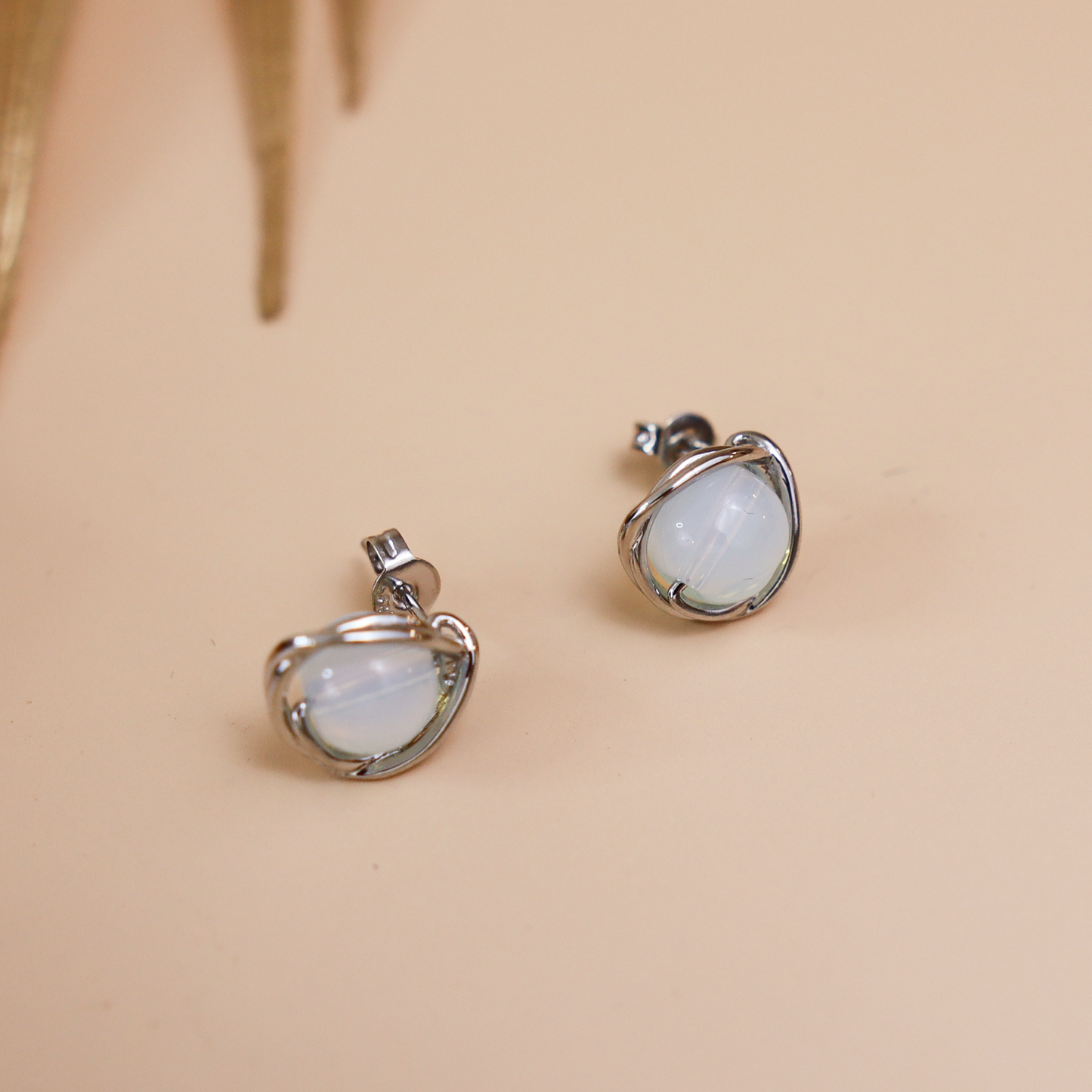 Titanium Stone Stud Earrings, Non Tarnish Earrings, Implant Grade Titanium Waterproof Earrings, Vintage Style Earrings, Minimal Earrings
