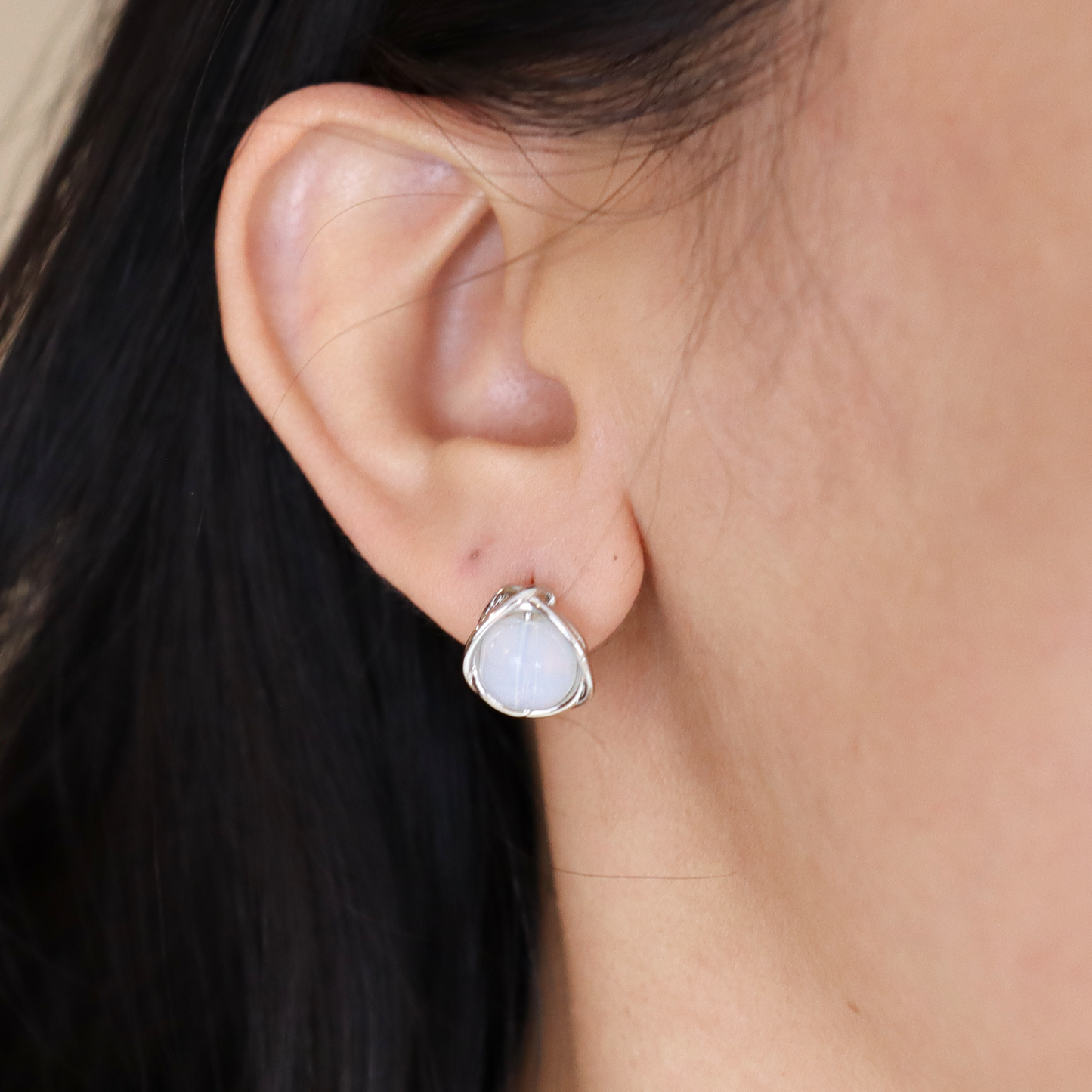 Titanium Stone Stud Earrings, Non Tarnish Earrings, Implant Grade Titanium Waterproof Earrings, Vintage Style Earrings, Minimal Earrings