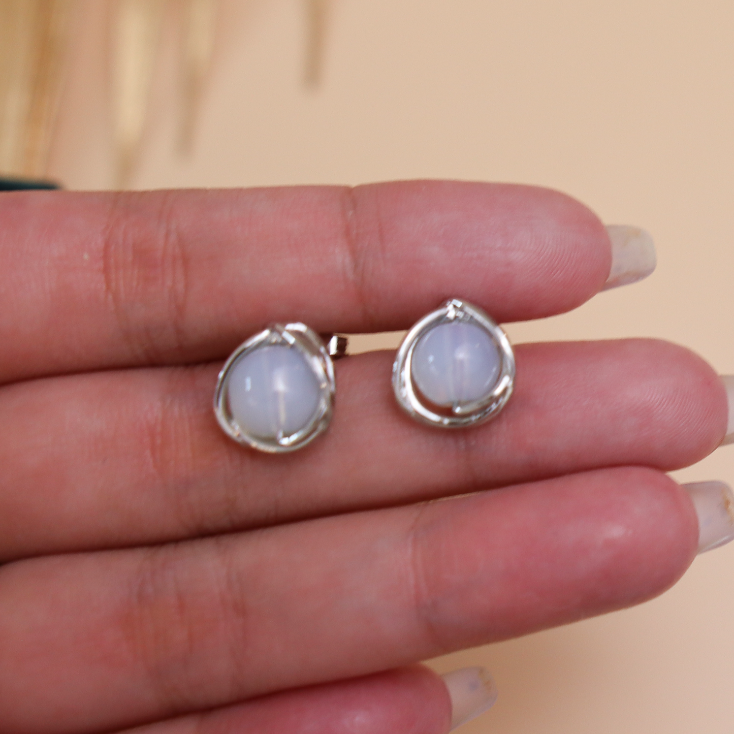 Titanium Stone Stud Earrings, Non Tarnish Earrings, Implant Grade Titanium Waterproof Earrings, Vintage Style Earrings, Minimal Earrings