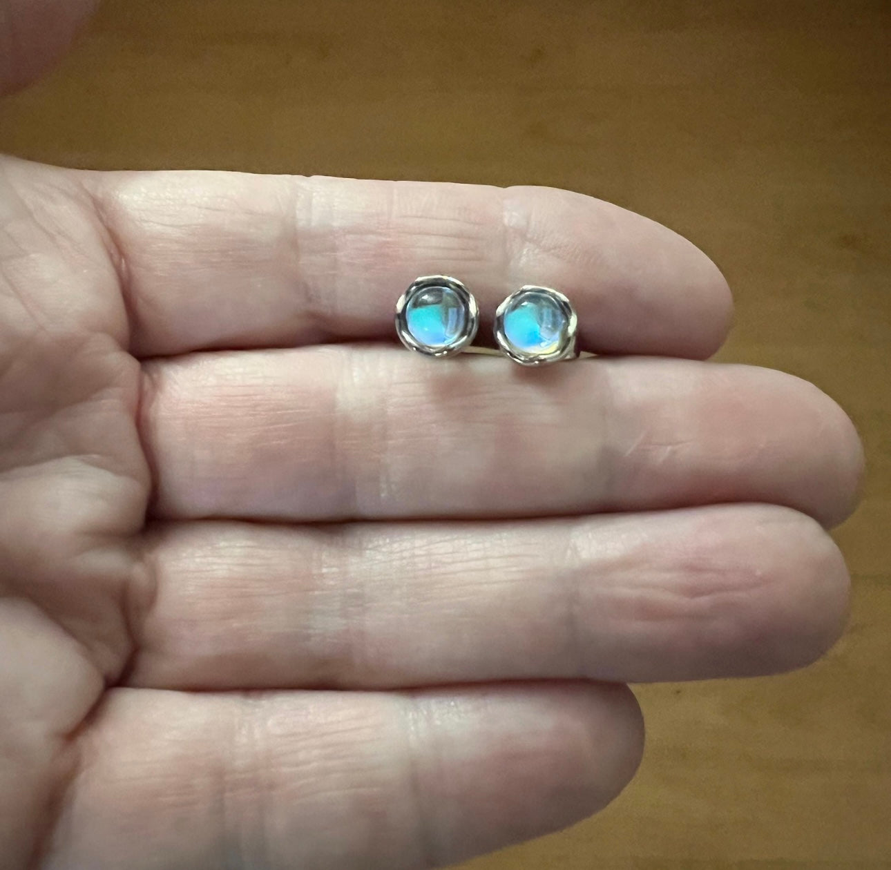 Titanium Moonstone Stud Earrings, Non Tarnish Earrings, Implant Grade Titanium Waterproof Earrings, Vintage Style Earrings, Minimal Earrings