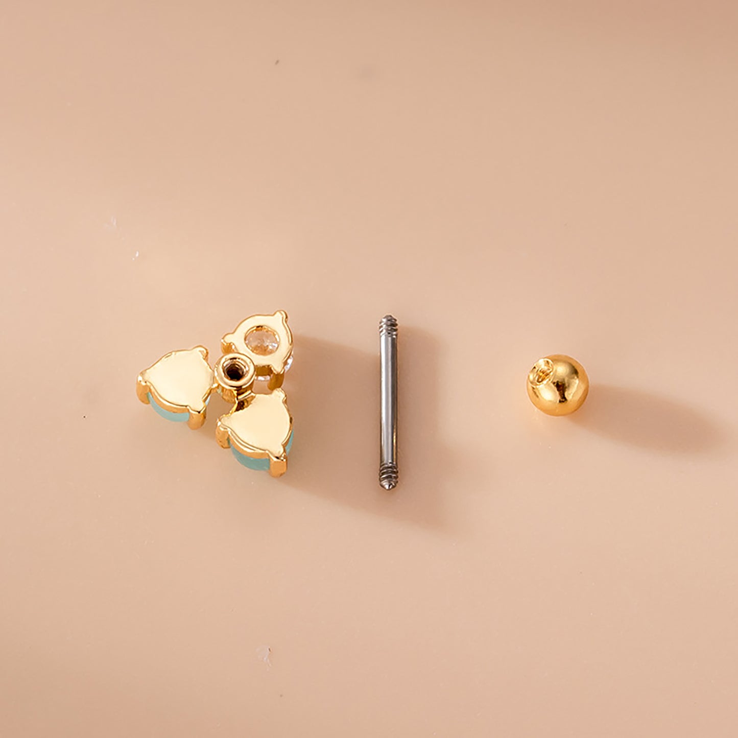 Titanium Flowers Zircon Screw Back Stud Earrings