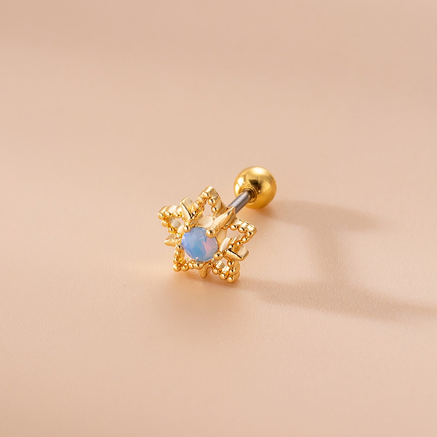 Titanium Flowers Zircon Screw Back Stud Earrings