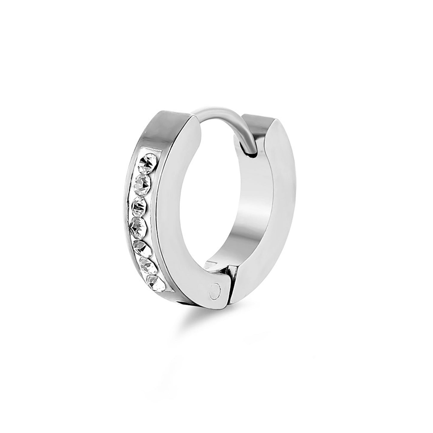 Titanium Rhinestone Huggie Hoop Earrings