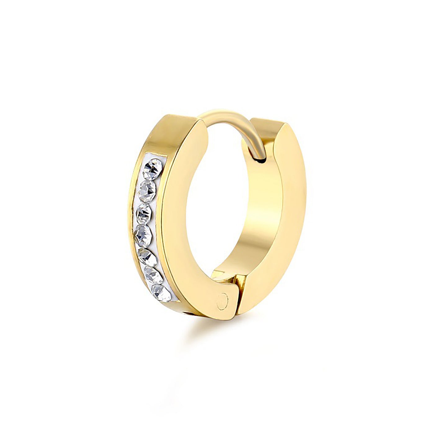 Titanium Rhinestone Huggie Hoop Earrings