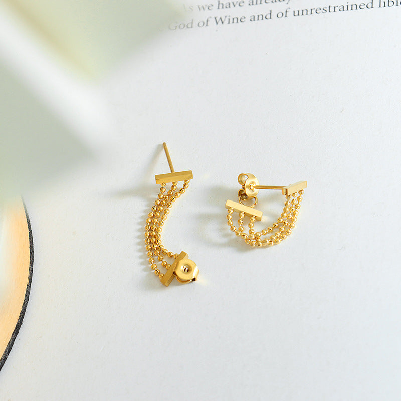 Titanium Chain Bar Earrings, Gold Silver Rose Gold Earrings, Non Tarnish Earrings, Implant Grade Titanium