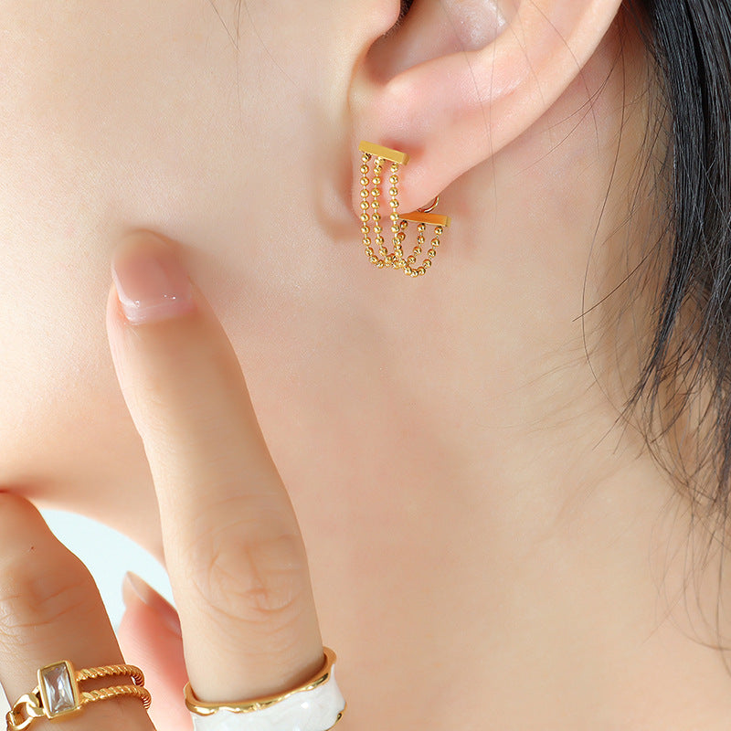 Titanium Chain Bar Earrings, Gold Silver Rose Gold Earrings, Non Tarnish Earrings, Implant Grade Titanium