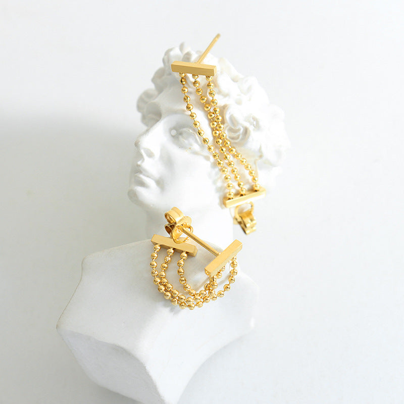 Titanium Chain Bar Earrings, Gold Silver Rose Gold Earrings, Non Tarnish Earrings, Implant Grade Titanium