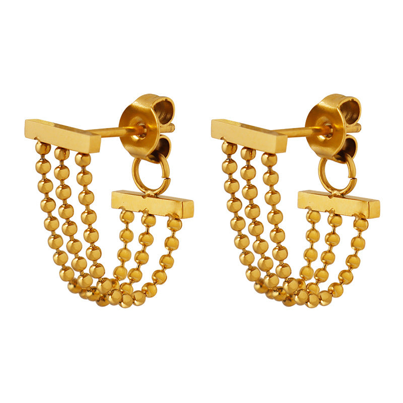 Titanium Chain Bar Earrings, Gold Silver Rose Gold Earrings, Non Tarnish Earrings, Implant Grade Titanium