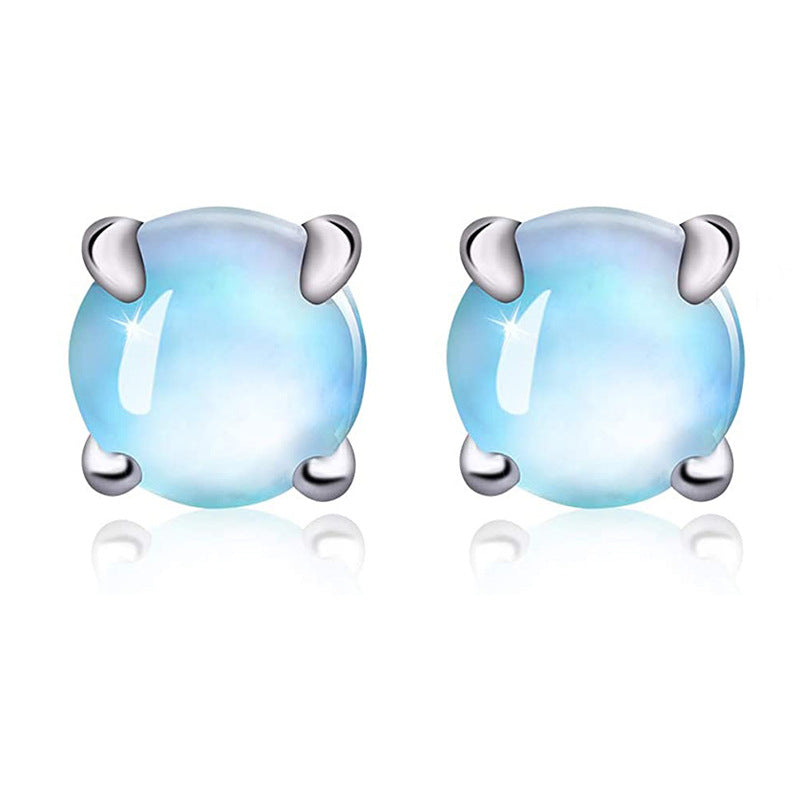 Titanium Moonstone Stud Earrings, Non Tarnish Earrings, Implant Grade Titanium Waterproof Earrings, Vintage Style Earrings, Minimal Earrings