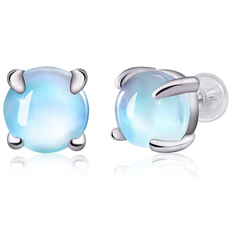 Titanium Moonstone Stud Earrings, Non Tarnish Earrings, Implant Grade Titanium Waterproof Earrings, Vintage Style Earrings, Minimal Earrings