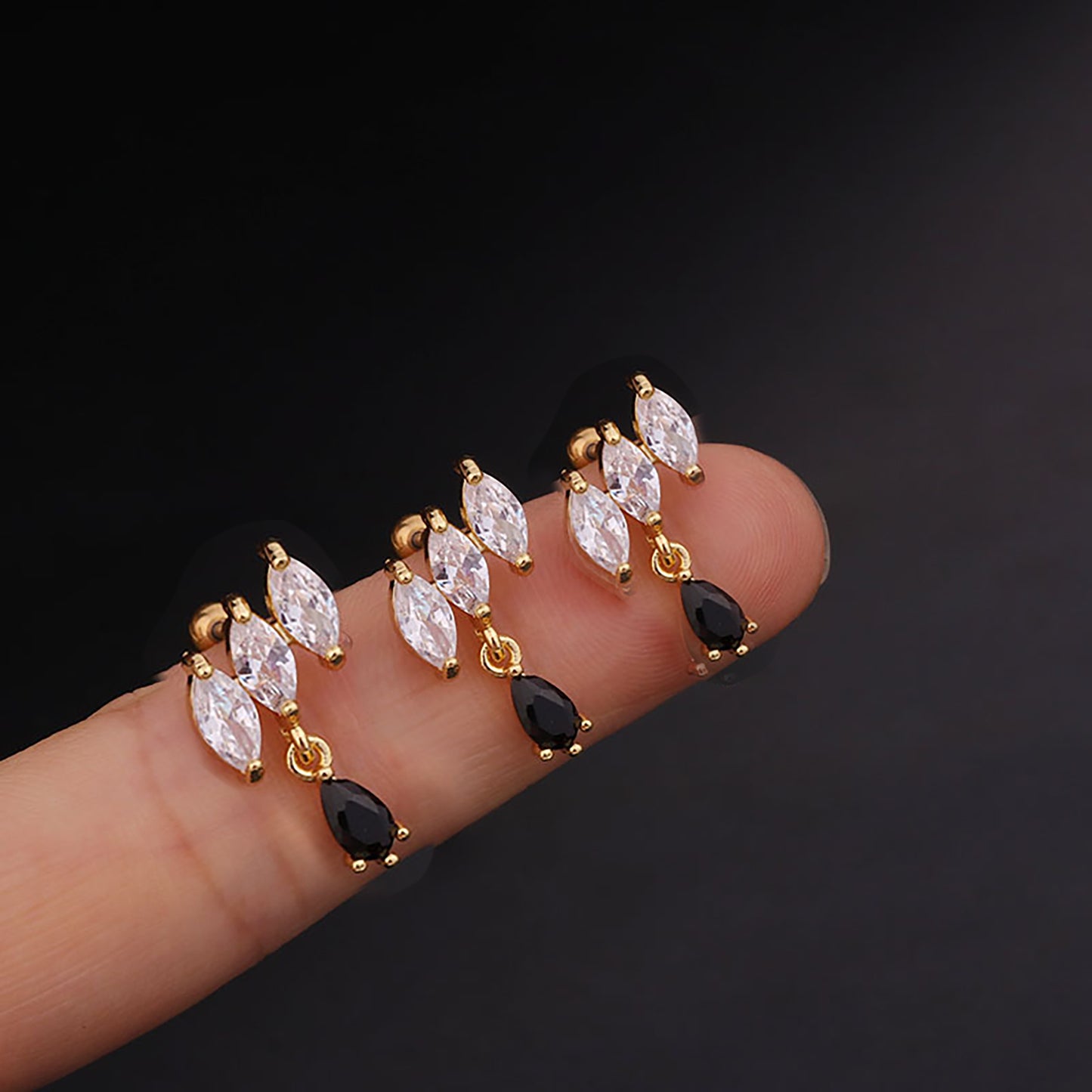 Titanium Flowers Zircon Screw Back Stud Earrings