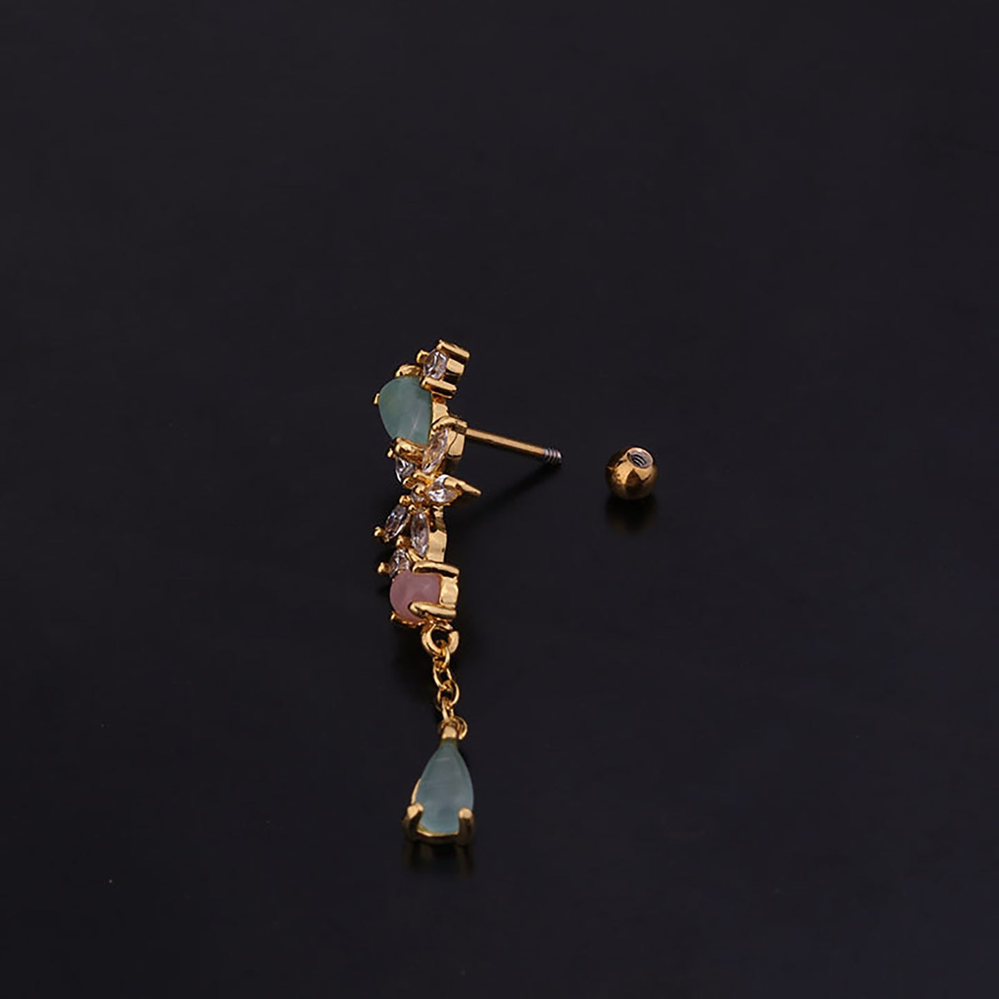 Titanium Flowers Zircon Screw Back Stud Earrings