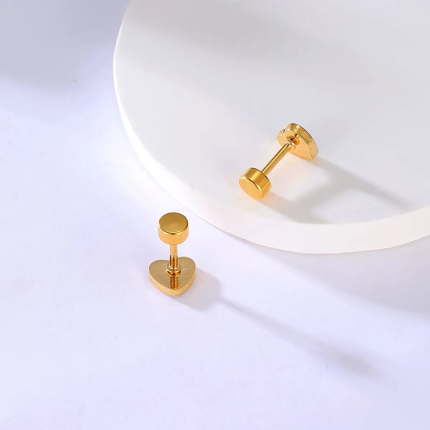 Titanium Heart Stud Earrings, Non Tarnish Earrings, Implant Grade Titanium Waterproof Earrings, Vintage Style Earrings, Minimal Earrings