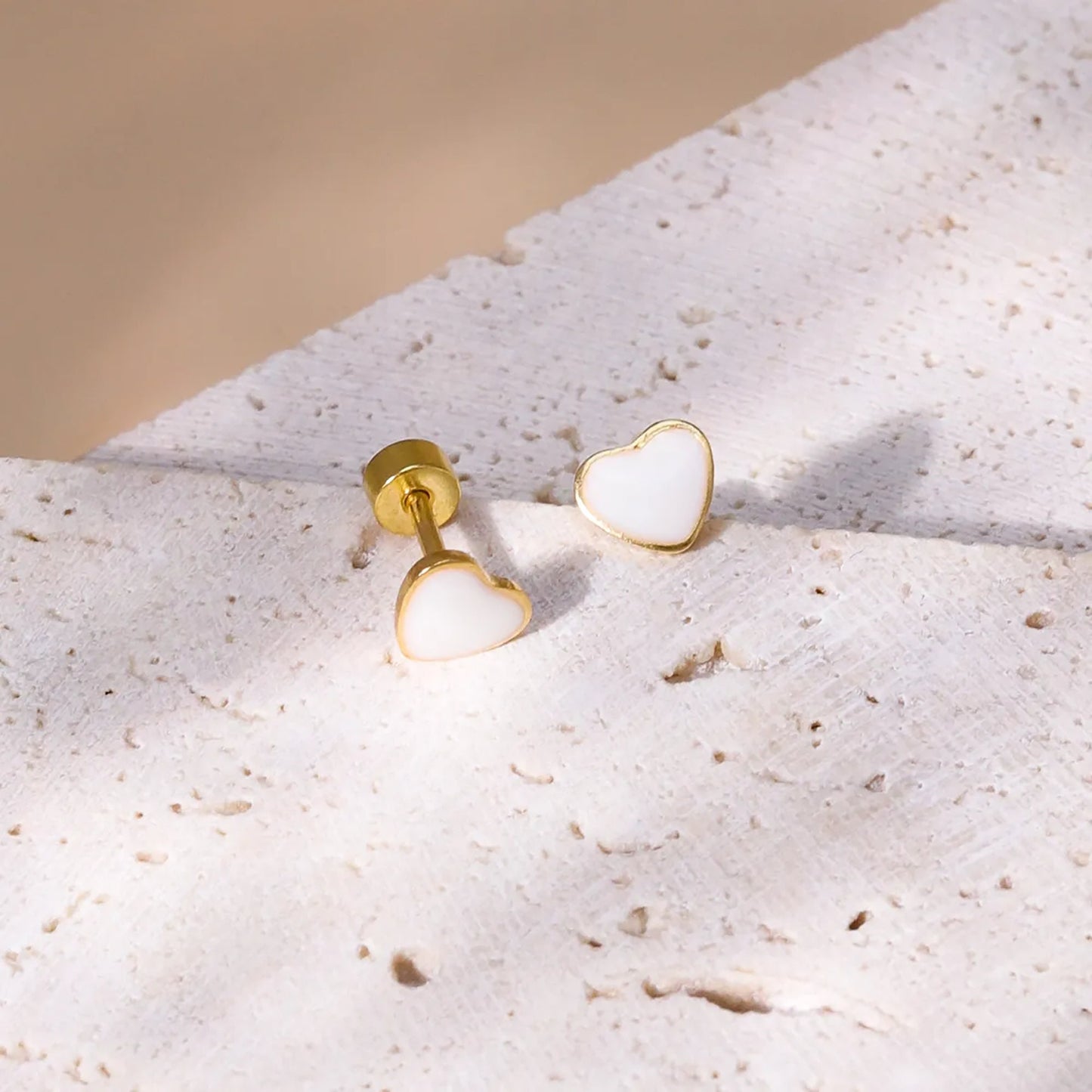 Titanium Heart Stud Earrings, Non Tarnish Earrings, Implant Grade Titanium Waterproof Earrings, Vintage Style Earrings, Minimal Earrings