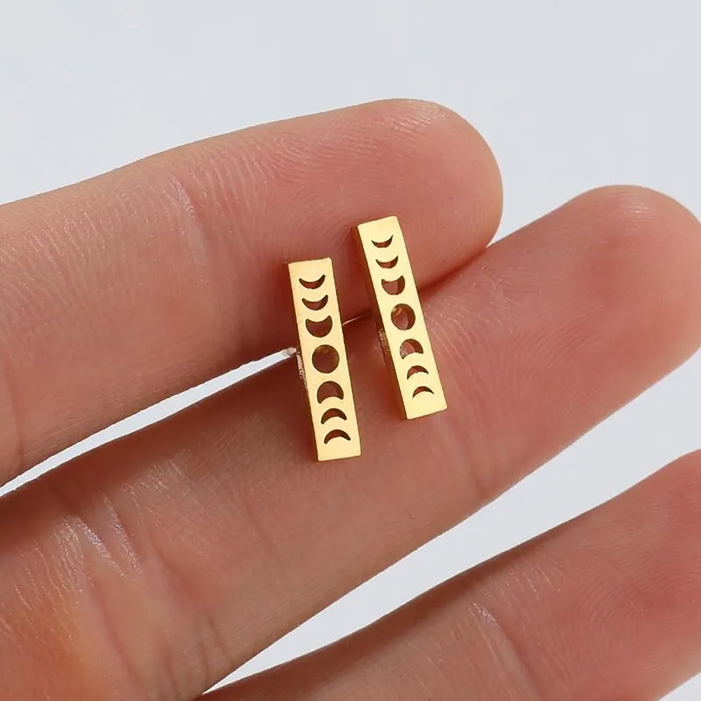 Titanium Sun Moon Stud Earrings, Non Tarnish Earrings, Implant Grade Titanium Waterproof Earrings, Vintage Style Earrings, Minimal