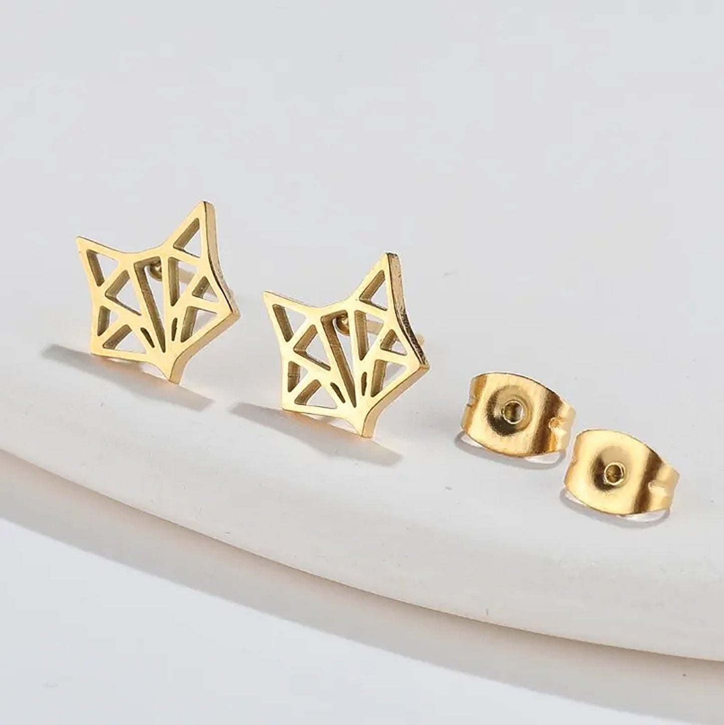 Titanium Fox Stud Earrings, Non Tarnish Earrings, Implant Grade Titanium Waterproof Earrings, Vintage Style Earrings, Minimal Earrings