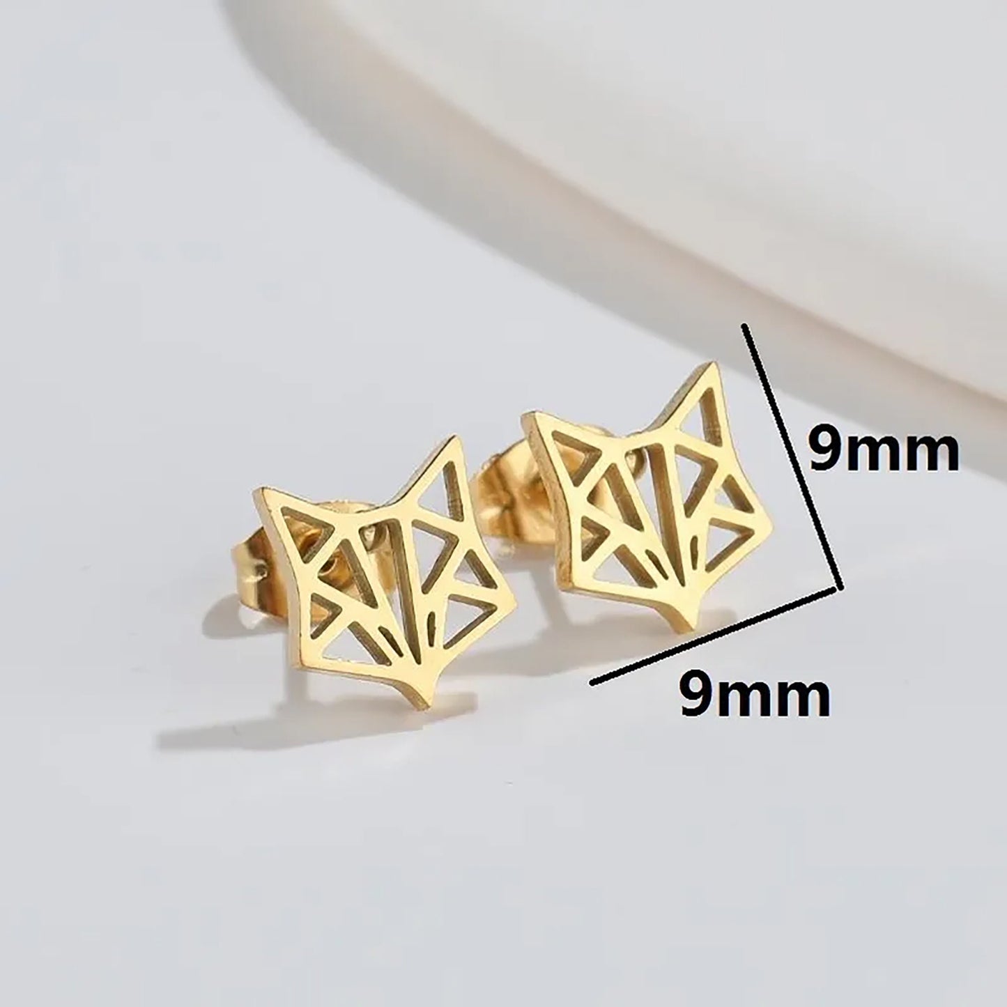 Titanium Fox Stud Earrings, Non Tarnish Earrings, Implant Grade Titanium Waterproof Earrings, Vintage Style Earrings, Minimal Earrings