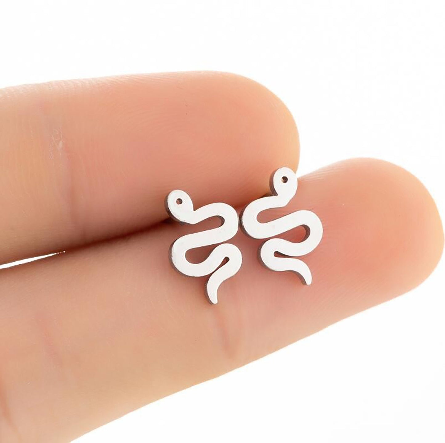 Titanium Snake Stud Earrings, Non Tarnish, Butterfly push back, Hypoallergenic, Implant Grade Waterproof Earrings, Minimalist, Fruit