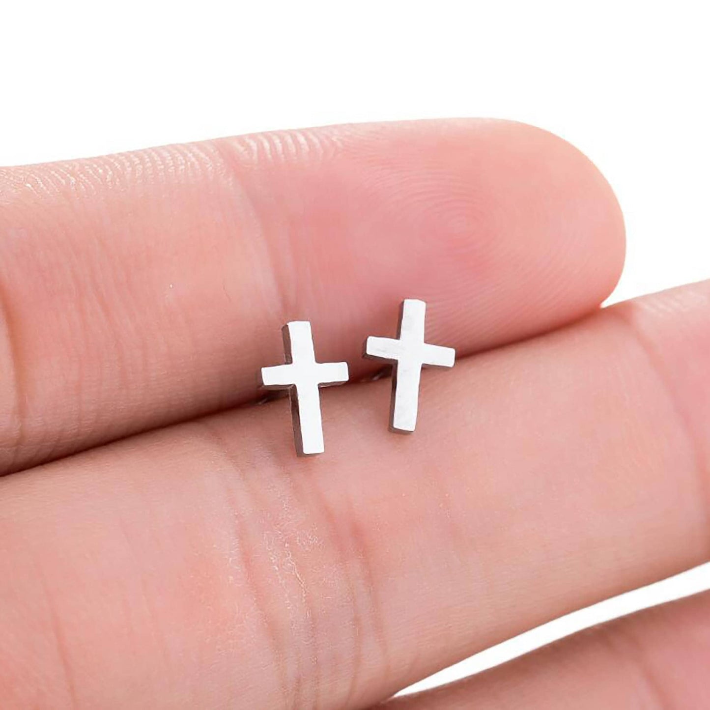 Titanium Cross Stud Earrings, Non Tarnish Earrings, Implant Grade Titanium Waterproof Earrings, Vintage Style Earrings, Minimal Earrings