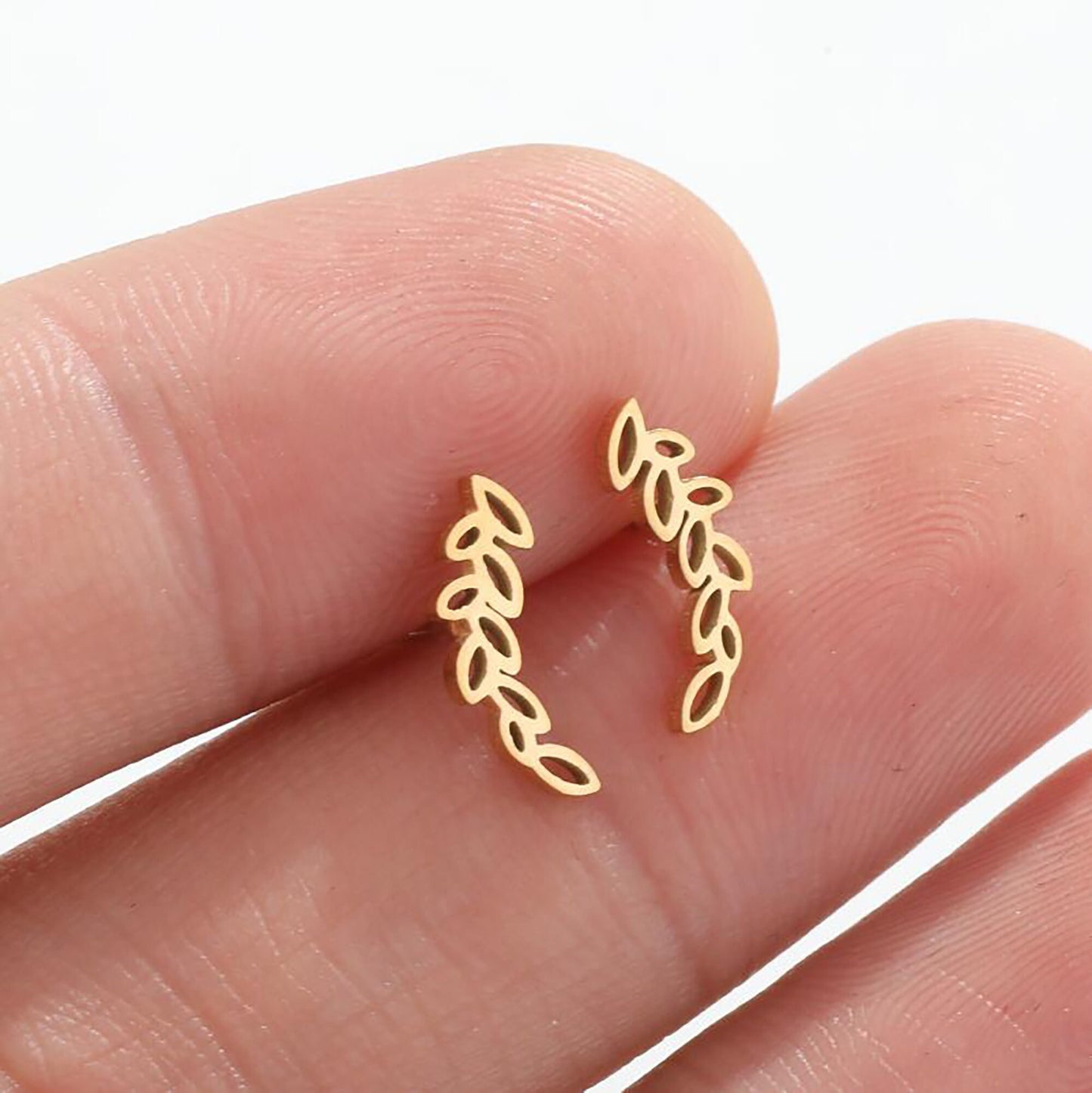 Titanium Leaves Stud Earrings, Non Tarnish, stud earring, Hypoallergenic, Implant Grade Waterproof Earrings, Minimal Earrings
