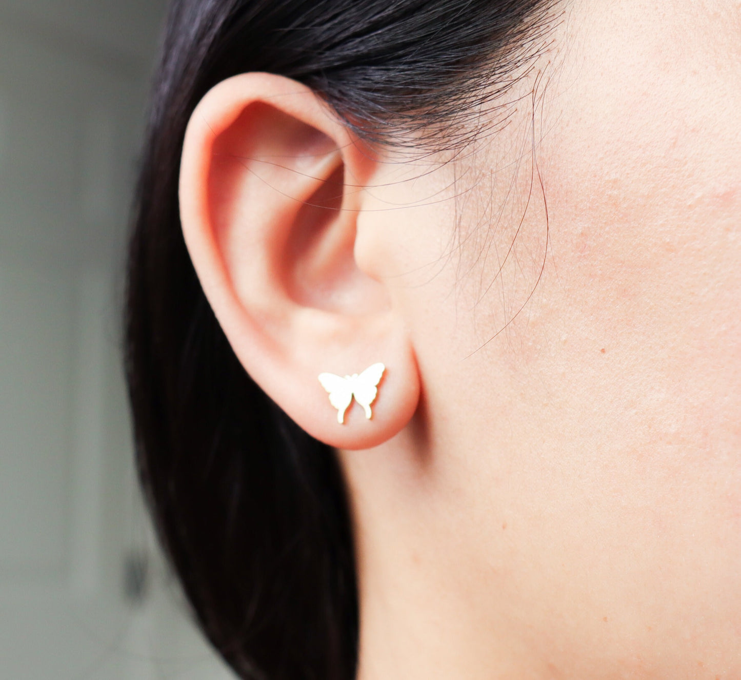 Titanium Butterfly Stud Earrings, Gold Silver Non Tarnish Earrings, Implant Grade Titanium Waterproof, Vintage Style Earrings, Minimal