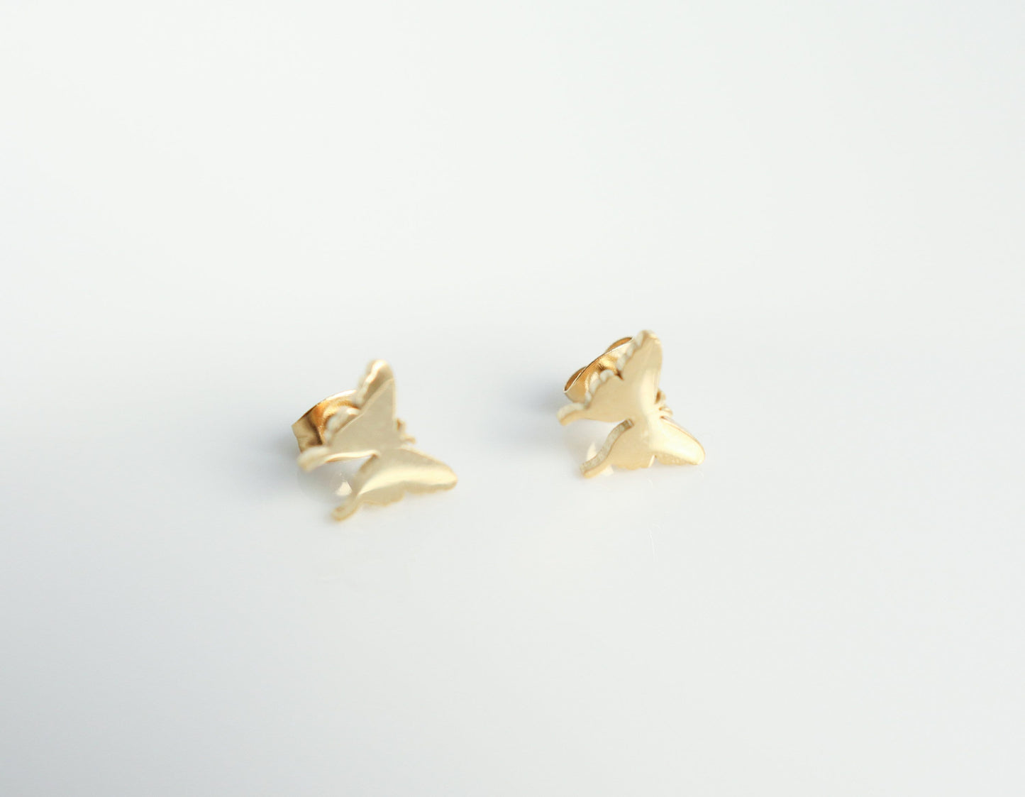 Titanium Butterfly Stud Earrings, Gold Silver Non Tarnish Earrings, Implant Grade Titanium Waterproof, Vintage Style Earrings, Minimal