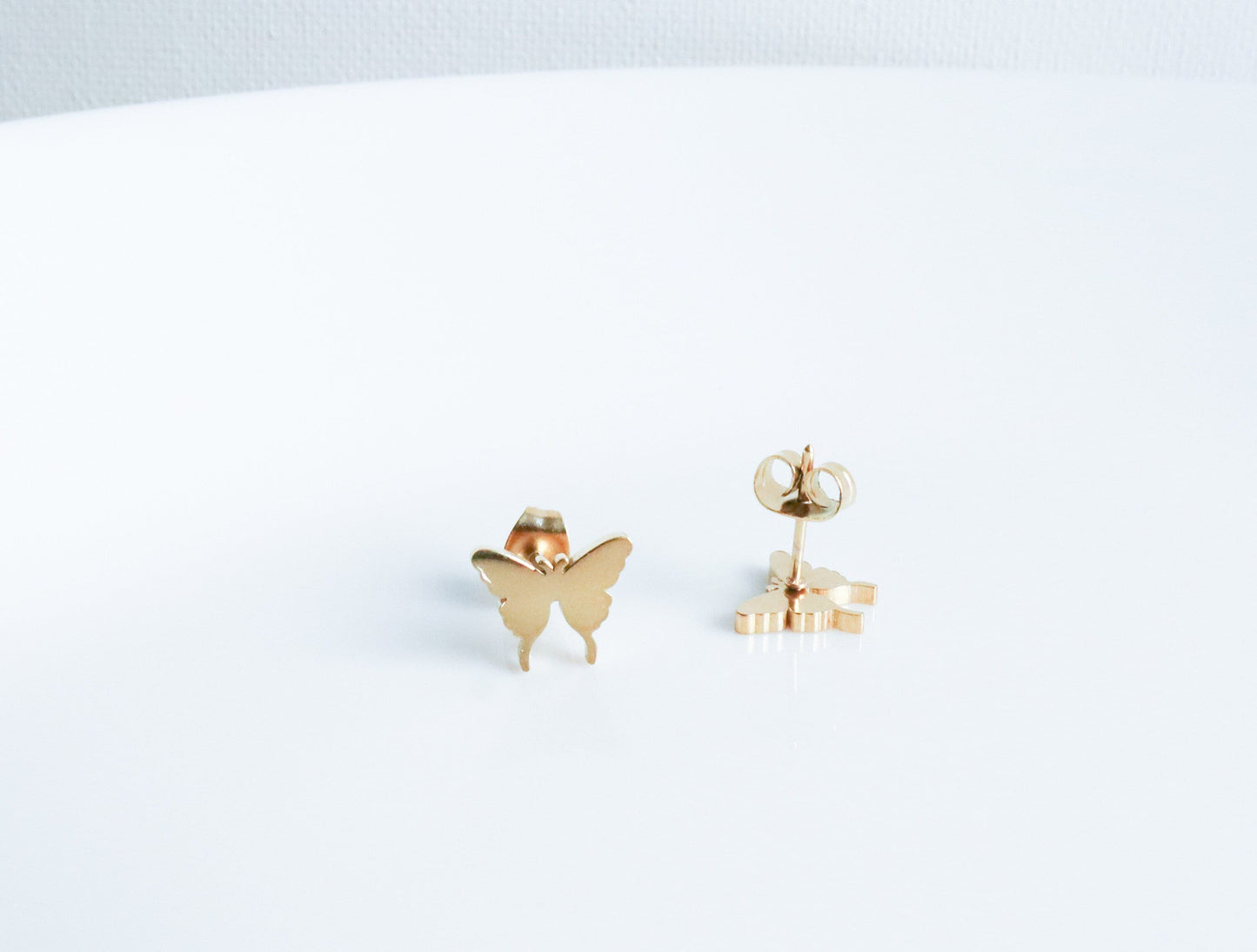 Titanium Butterfly Stud Earrings, Gold Silver Non Tarnish Earrings, Implant Grade Titanium Waterproof, Vintage Style Earrings, Minimal