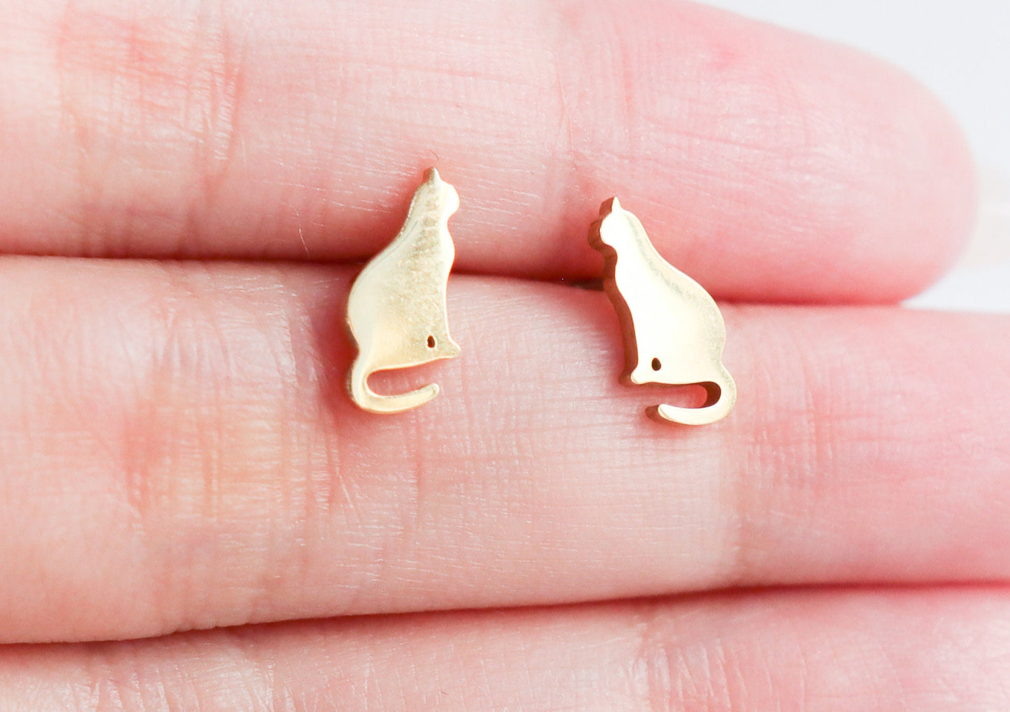 Titanium Cat Earrings, Non Tarnish Earrings, Implant Grade Titanium Waterproof Earrings, Vintage Style Earrings, Minimal Earrings