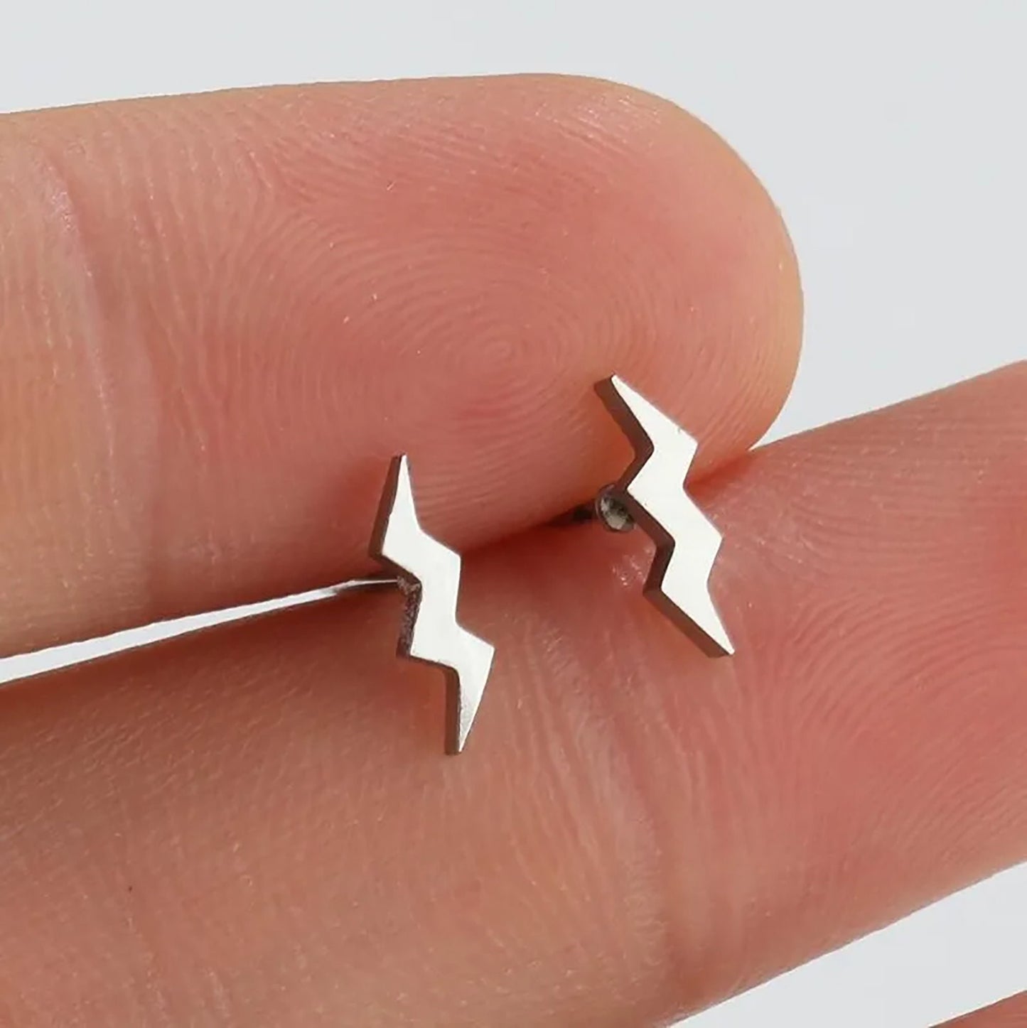 Titanium Lightning Stud Earrings, Non Tarnish Earrings, Implant Grade Titanium Waterproof Earrings, Vintage Style Earrings, Minimal Earrings