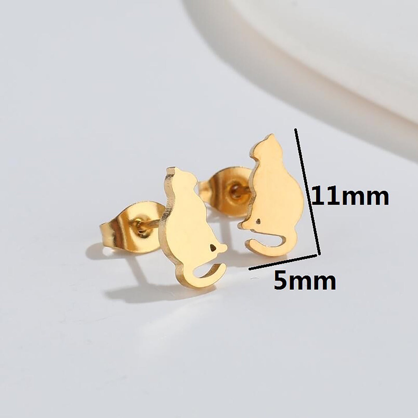 Titanium Cat Earrings, Non Tarnish Earrings, Implant Grade Titanium Waterproof Earrings, Vintage Style Earrings, Minimal Earrings