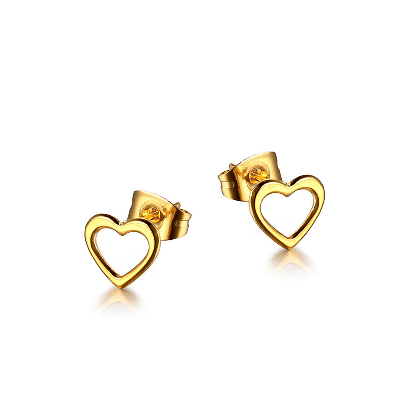 Titanium Hollow Heart Stud Earrings, Non Tarnish Earrings, Implant Grade Titanium Waterproof Earrings, Vintage Style Earrings, Minimal
