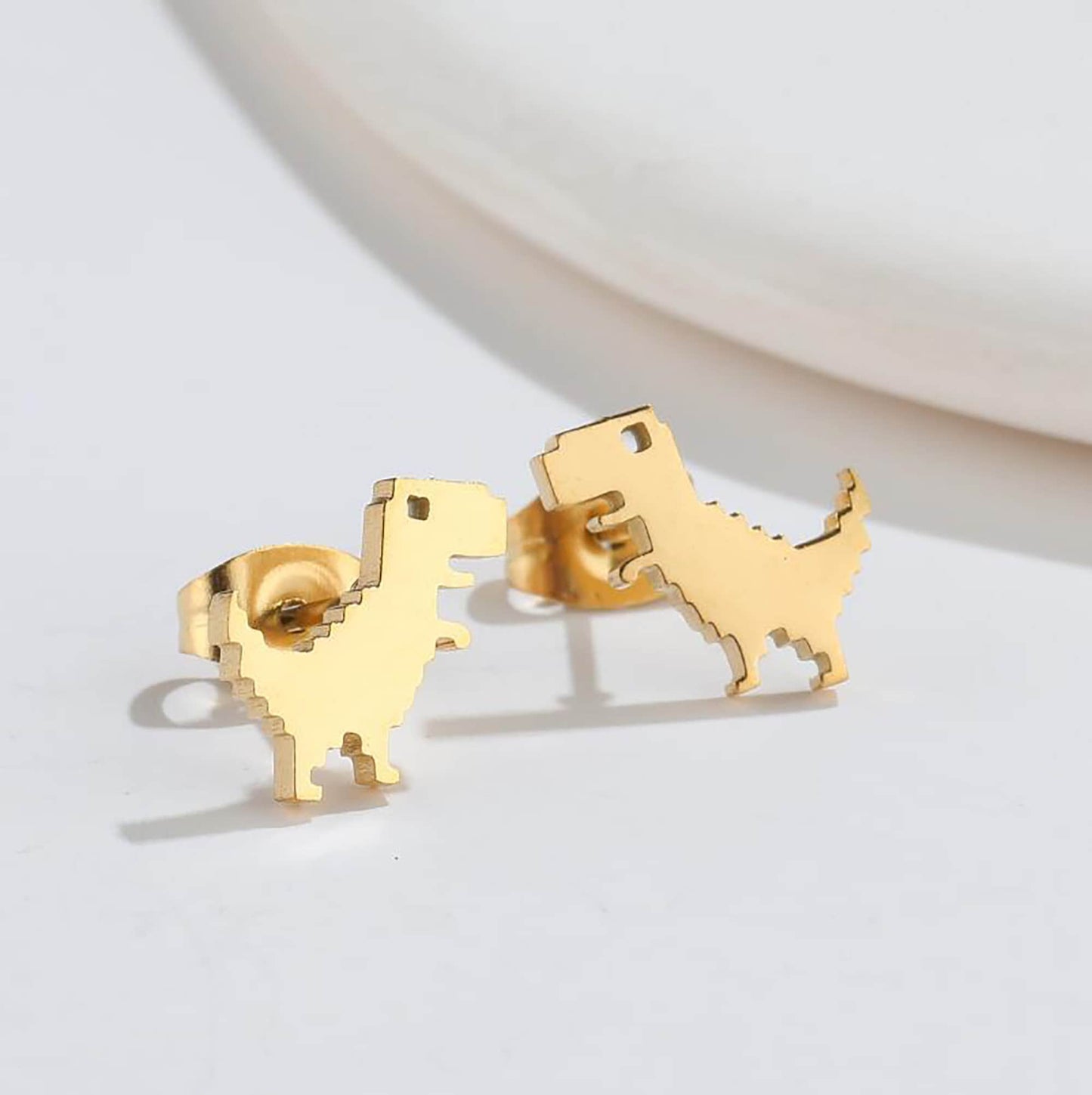 Titanium Dinosaur T-rex Earrings
