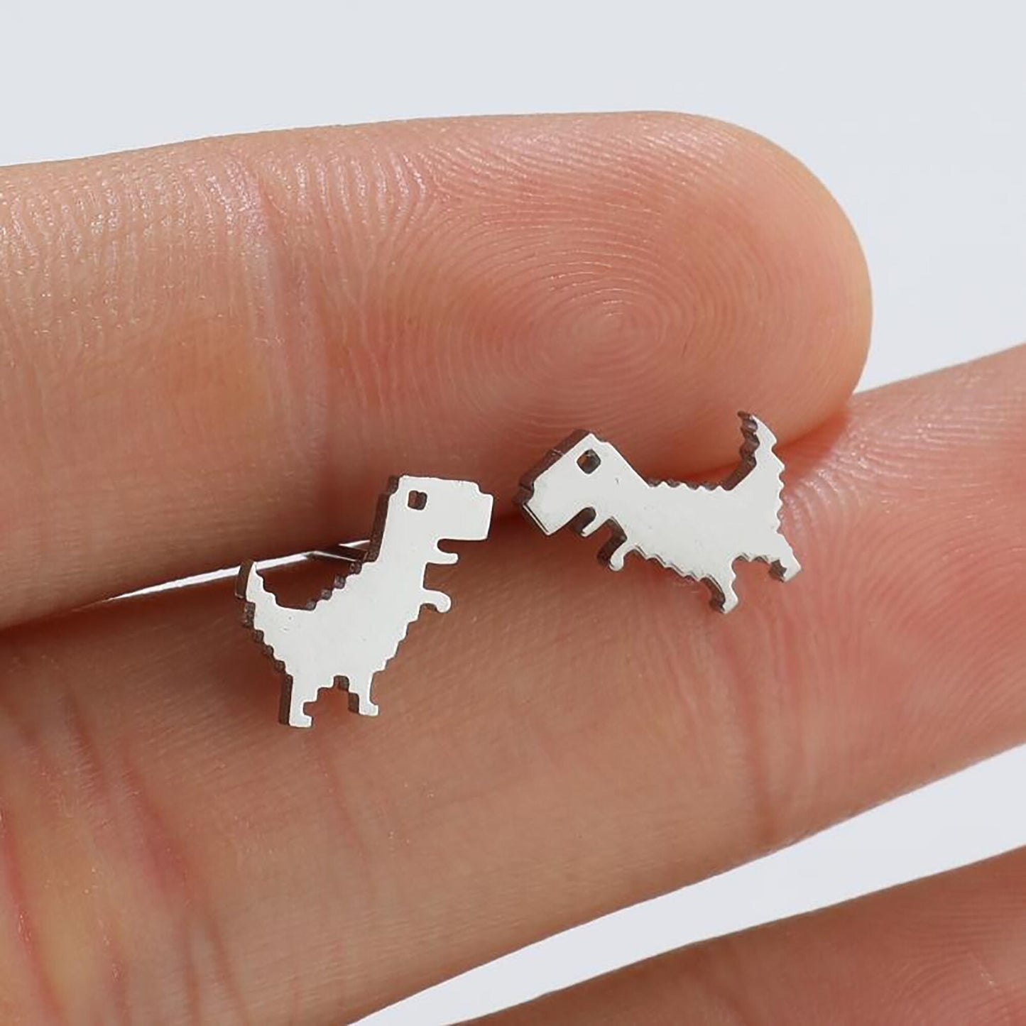 Titanium Dinosaur T-rex Earrings