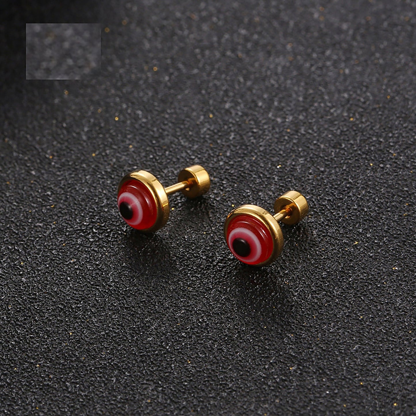 Titanium Evil Eye Stud Earrings, Non Tarnish Earrings, Implant Grade Titanium Waterproof Earrings, Vintage Style Earrings, Minimal Fruit