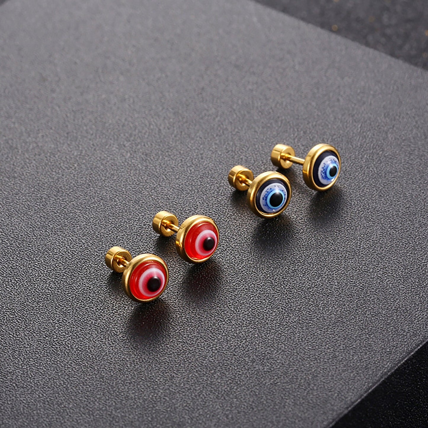 Titanium Evil Eye Stud Earrings, Non Tarnish Earrings, Implant Grade Titanium Waterproof Earrings, Vintage Style Earrings, Minimal Fruit