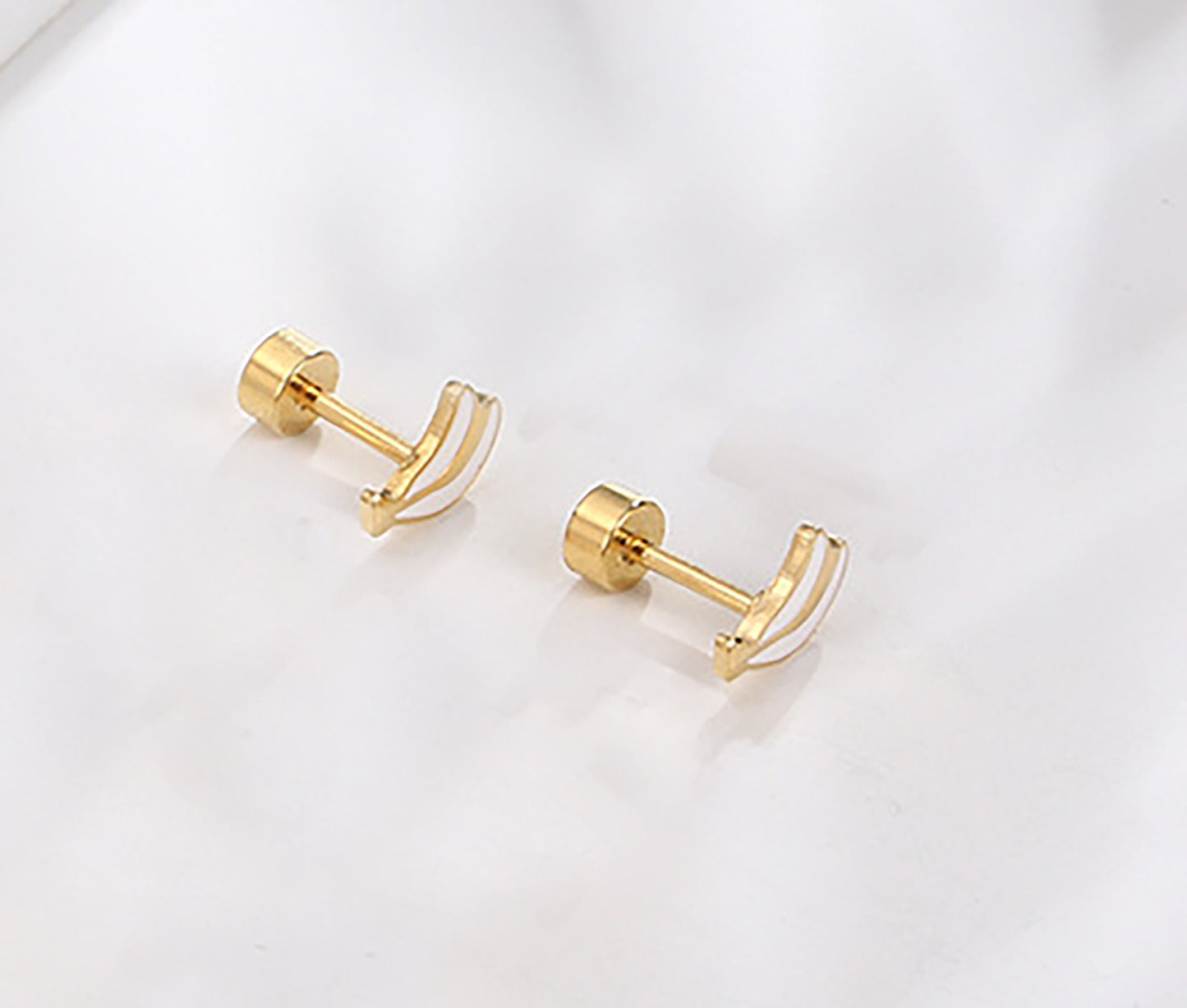 Titanium Banana Stud Earrings, Non Tarnish Earrings, Implant Grade Titanium Waterproof Earrings, Vintage Style Earrings, Minimal Earrings