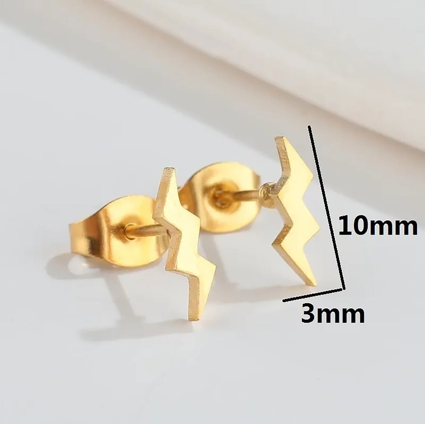 Titanium Lightning Stud Earrings, Non Tarnish Earrings, Implant Grade Titanium Waterproof Earrings, Vintage Style Earrings, Minimal Earrings