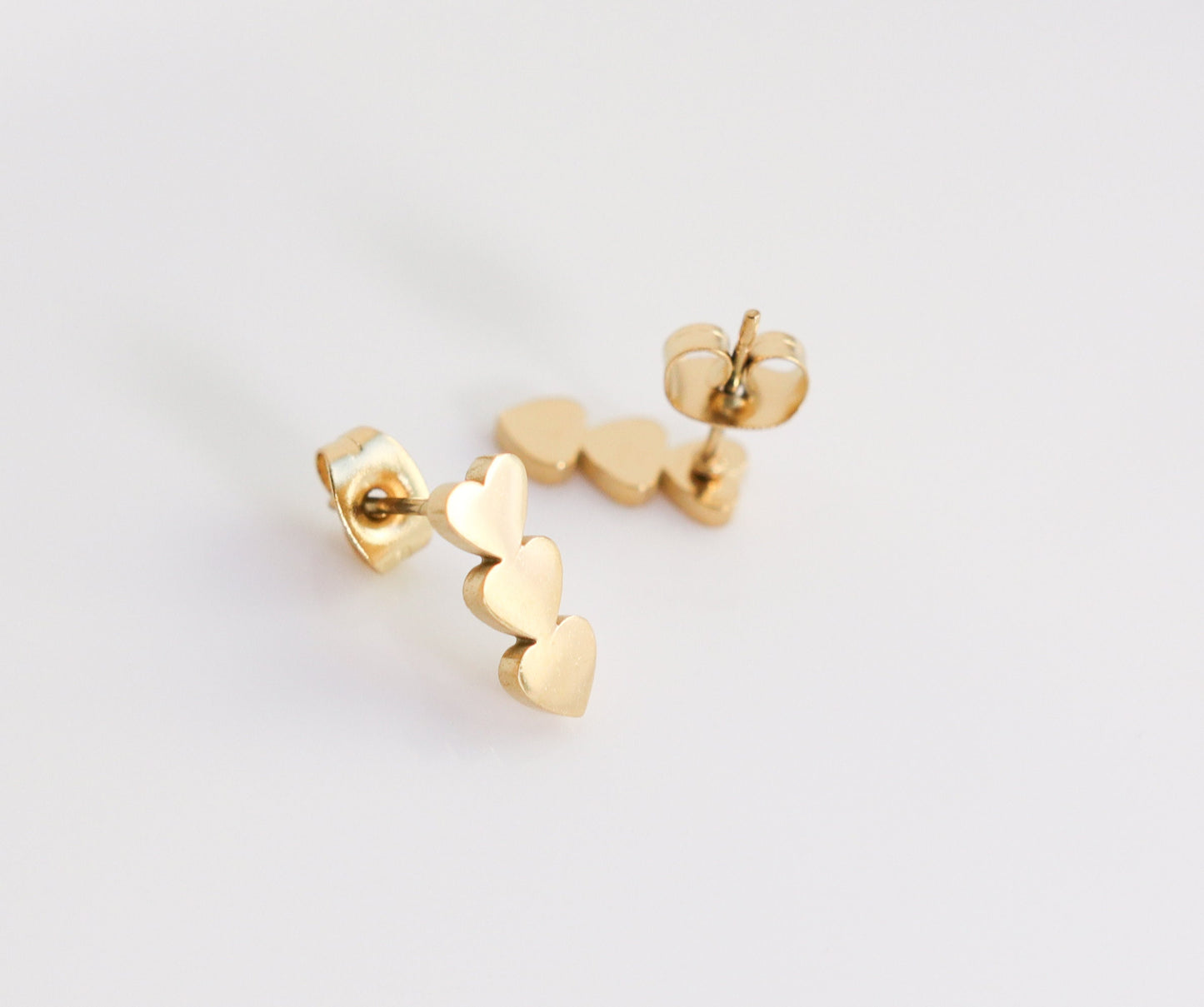 Titanium Hearts Stud Earrings, Non Tarnish Earrings, Implant Grade Titanium Waterproof Earrings, Vintage Style Earrings, Minimal