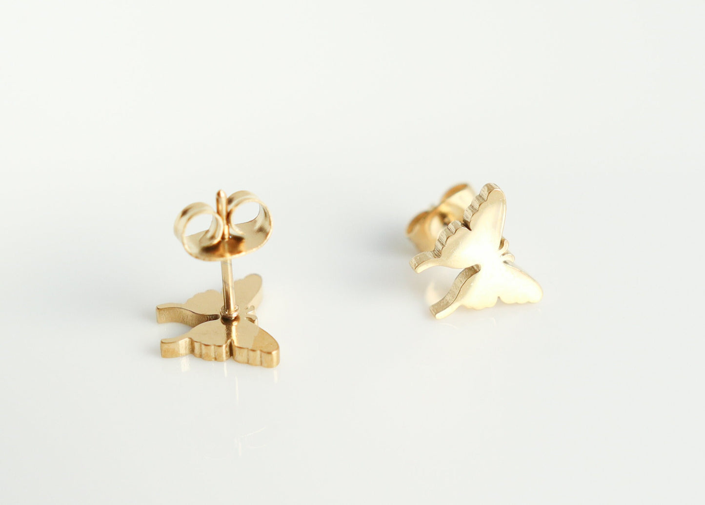 Titanium Butterfly Stud Earrings, Gold Silver Non Tarnish Earrings, Implant Grade Titanium Waterproof, Vintage Style Earrings, Minimal