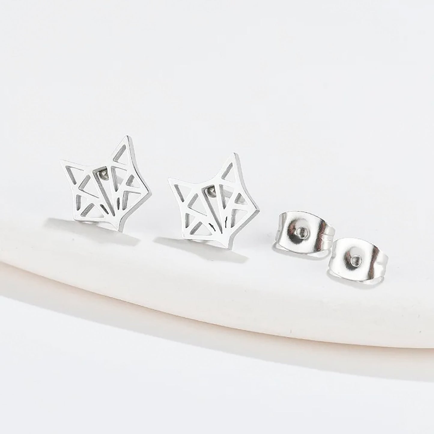 Titanium Fox Stud Earrings, Non Tarnish Earrings, Implant Grade Titanium Waterproof Earrings, Vintage Style Earrings, Minimal Earrings