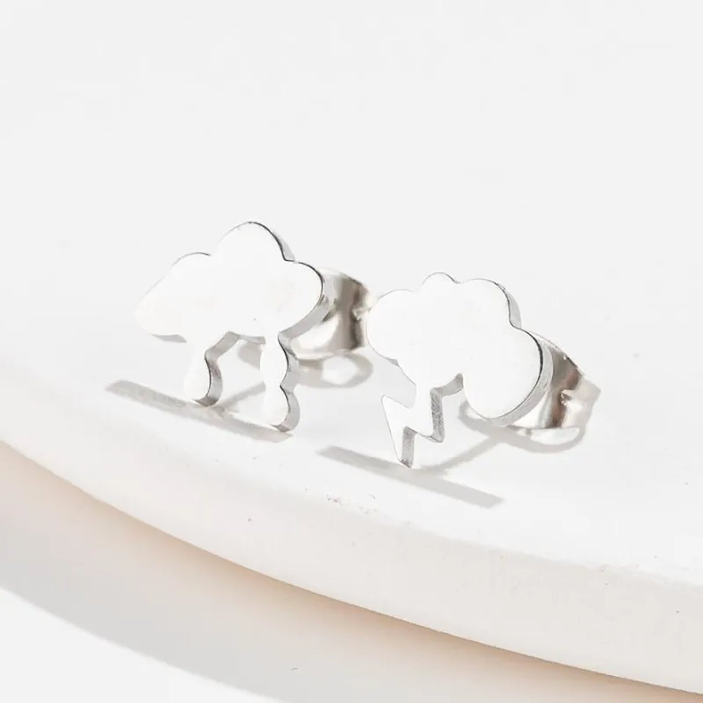 Titanium Cloud Stud Earrings, Non Tarnish Earrings, Implant Grade Titanium Waterproof Earrings, Vintage Style Earrings, Minimal Earrings