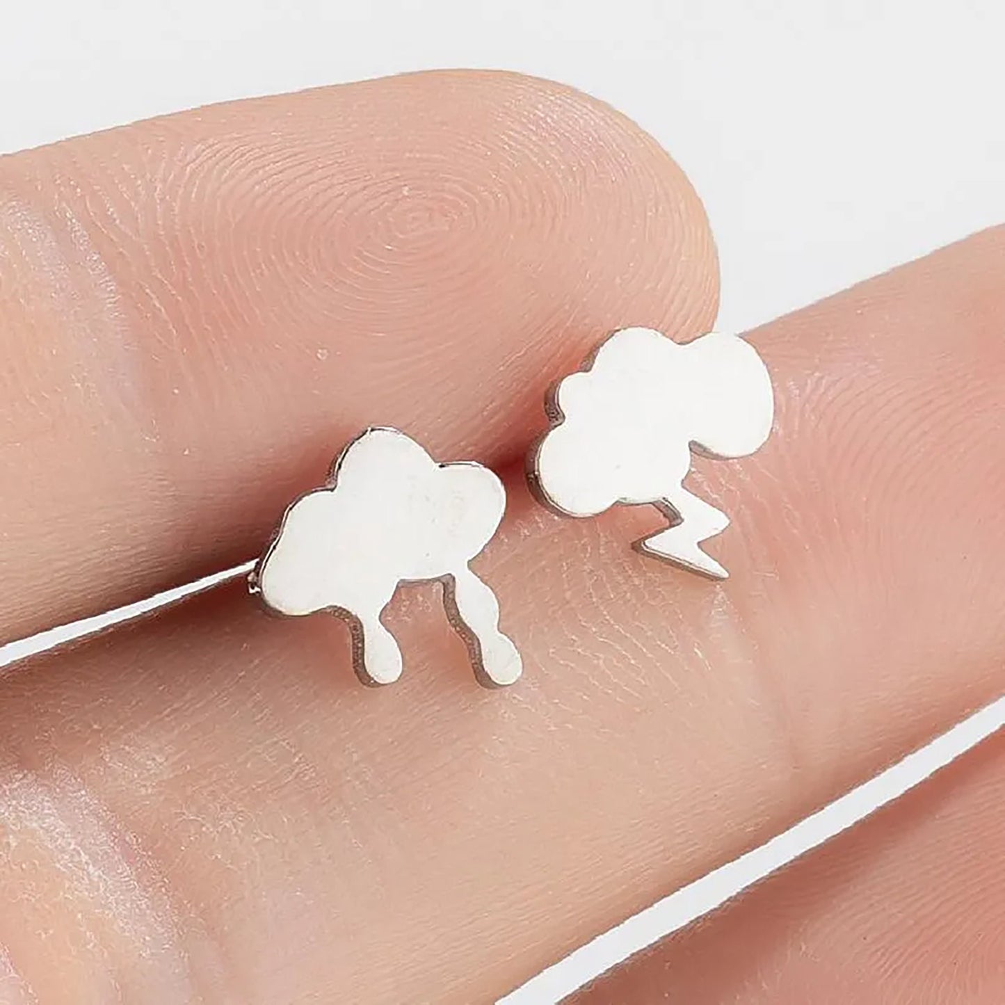 Titanium Cloud Stud Earrings, Non Tarnish Earrings, Implant Grade Titanium Waterproof Earrings, Vintage Style Earrings, Minimal Earrings