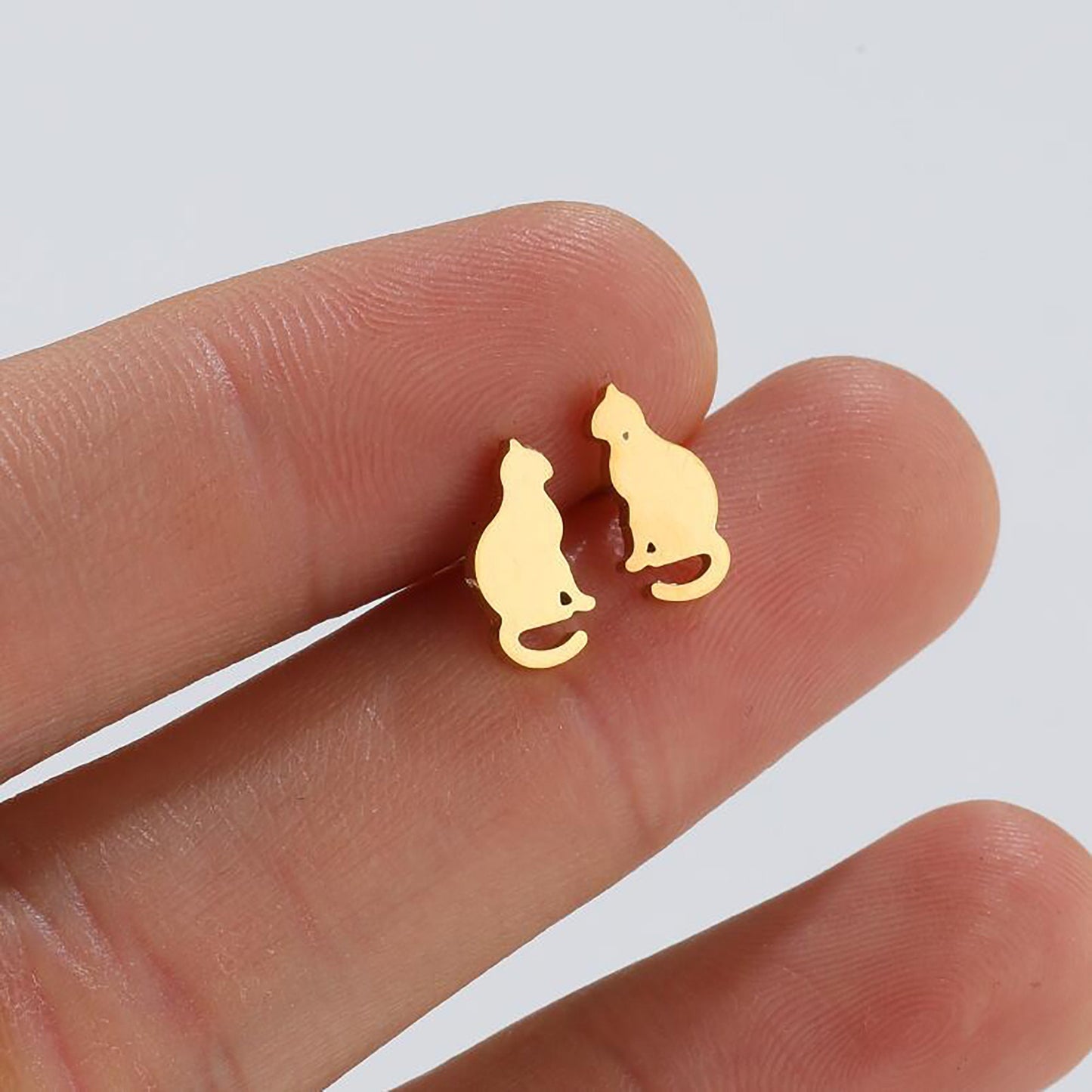 Titanium Cat Earrings, Non Tarnish Earrings, Implant Grade Titanium Waterproof Earrings, Vintage Style Earrings, Minimal Earrings