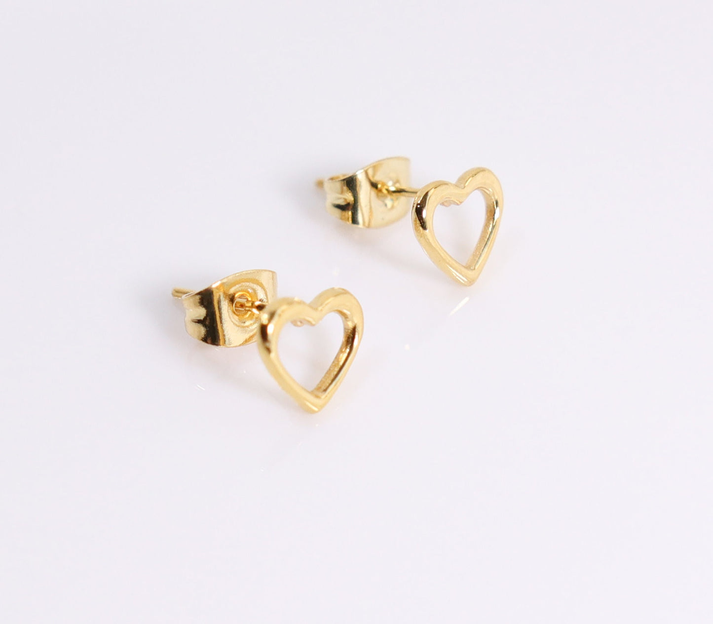 Titanium Hollow Heart Stud Earrings, Non Tarnish Earrings, Implant Grade Titanium Waterproof Earrings, Vintage Style Earrings, Minimal