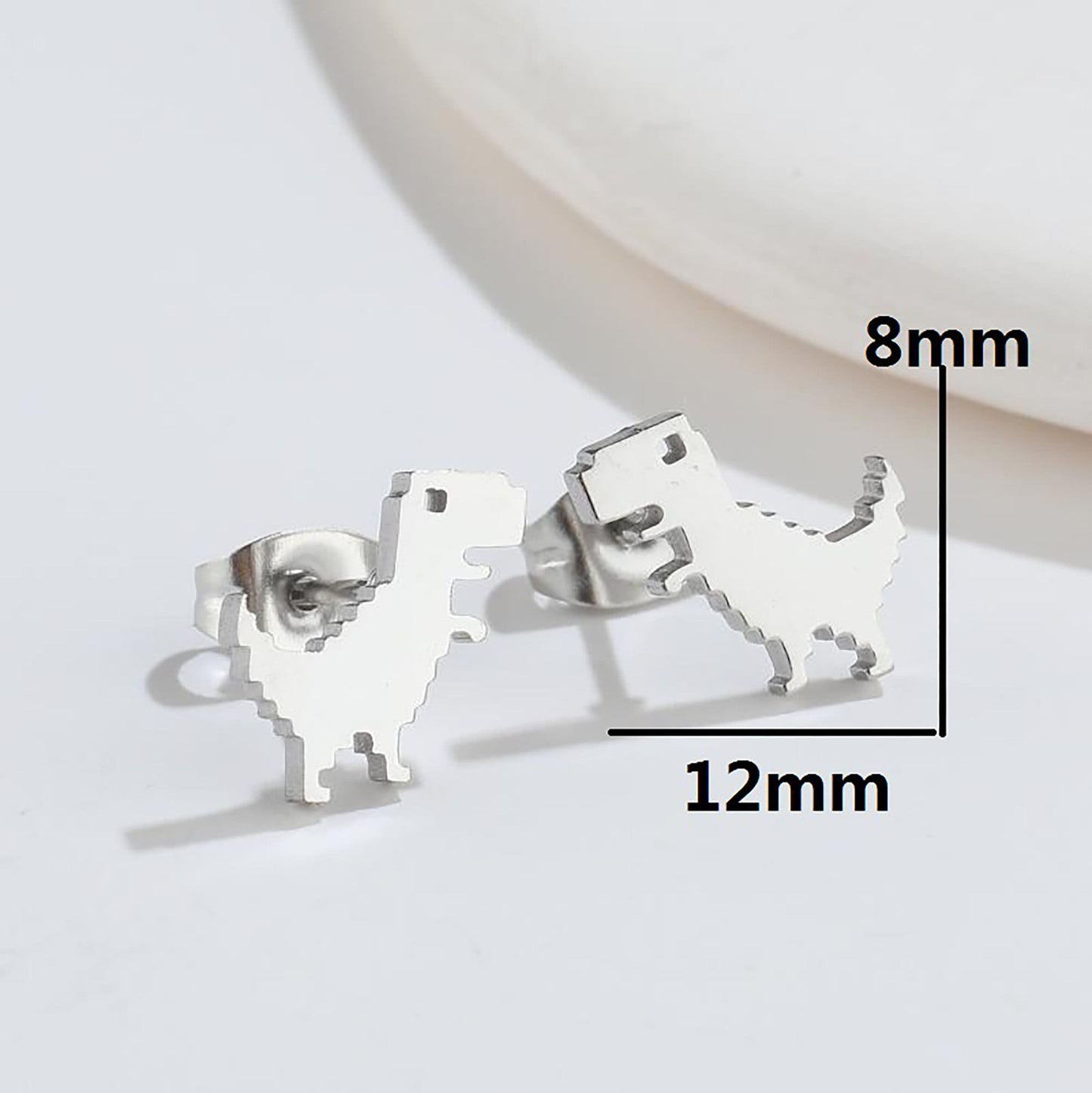 Titanium Dinosaur T-rex Earrings