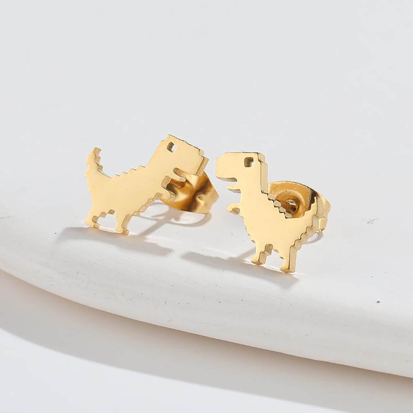 Titanium Dinosaur T-rex Earrings