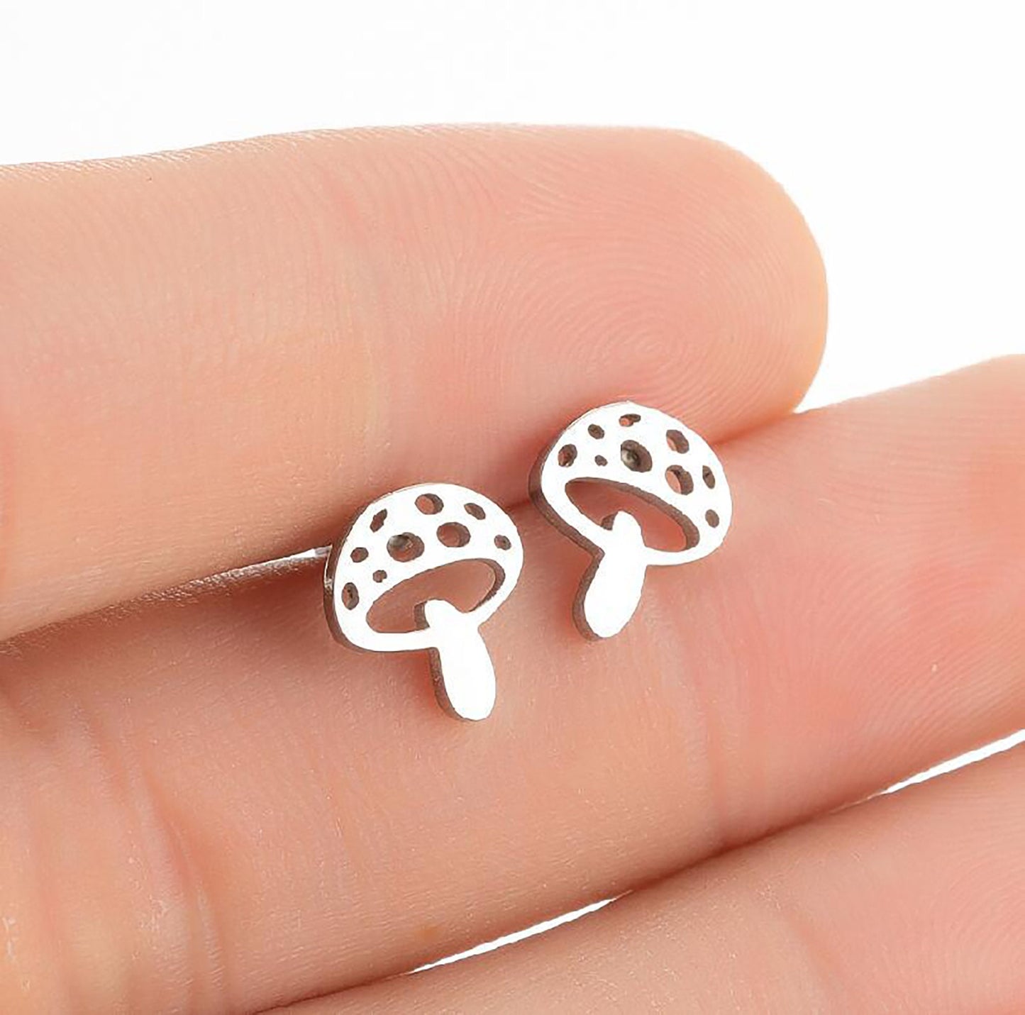 Titanium Mushroom Earrings, Non Tarnish Earrings, Implant Grade Titanium Waterproof Earrings, Vintage Style Earrings, Minimal Earrings