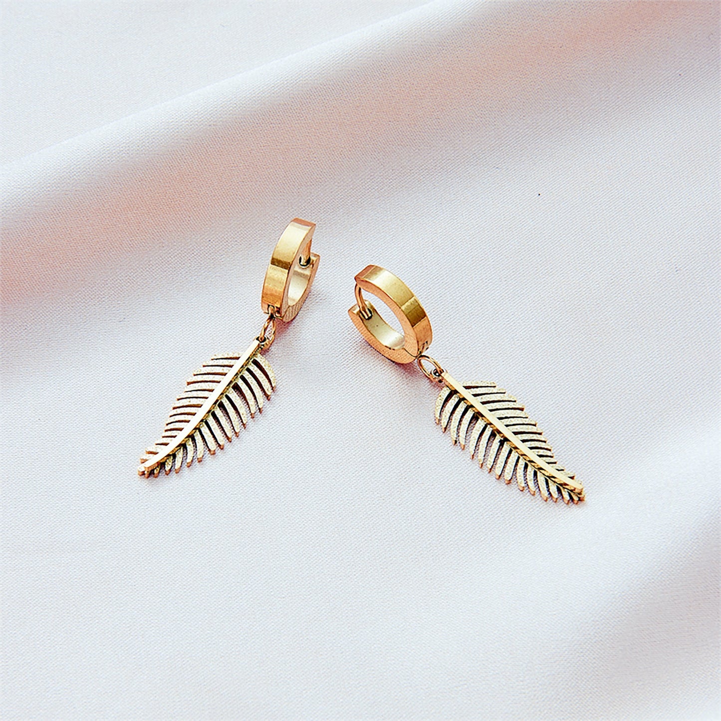 Titanium Leaf Drop Earrings, Non Tarnish Earrings, Implant Grade Titanium Waterproof Earrings, Vintage Style Earrings, Minimal Earrings