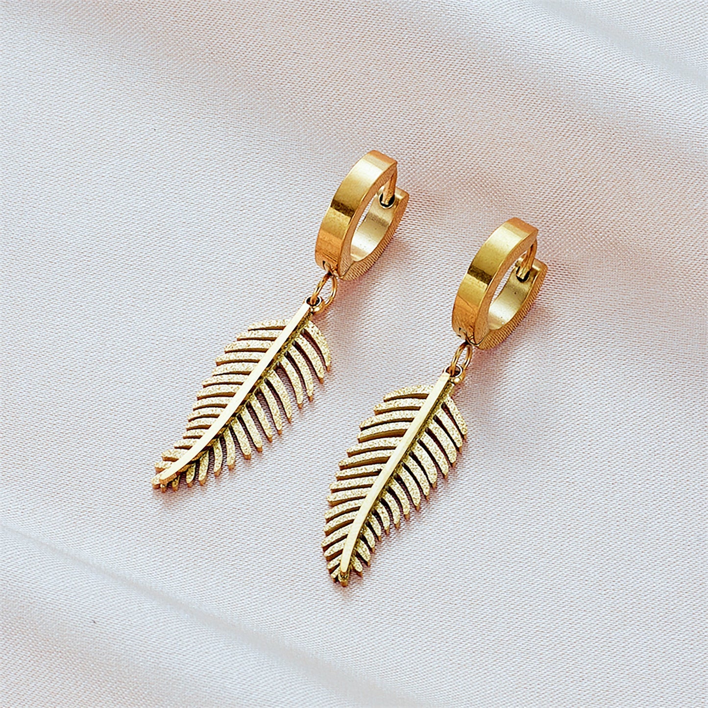 Titanium Leaf Drop Earrings, Non Tarnish Earrings, Implant Grade Titanium Waterproof Earrings, Vintage Style Earrings, Minimal Earrings