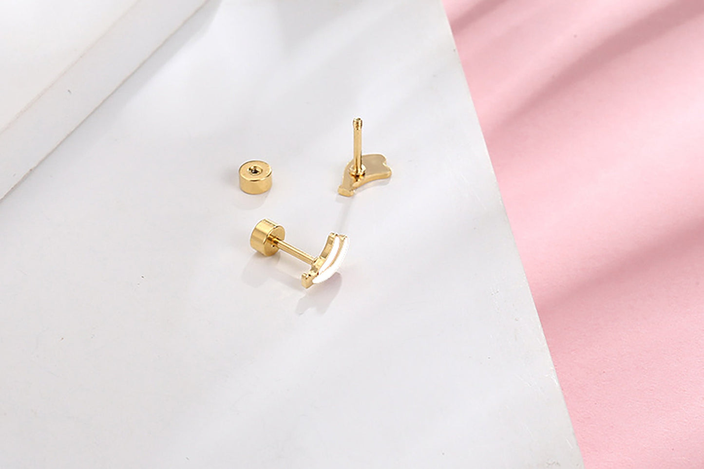 Titanium Banana Stud Earrings, Non Tarnish Earrings, Implant Grade Titanium Waterproof Earrings, Vintage Style Earrings, Minimal Earrings